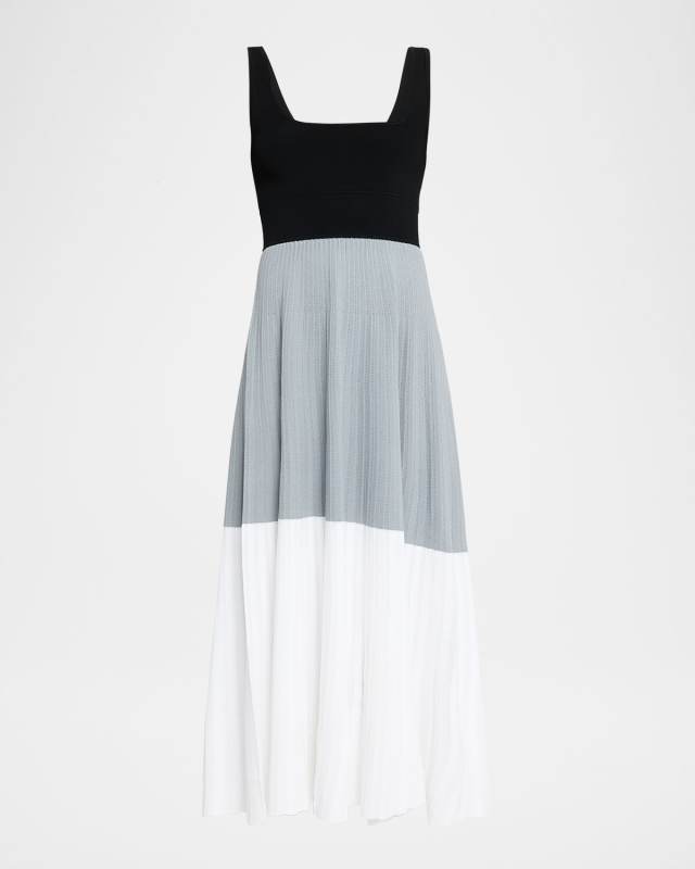 Color Block Square-Neck Midi Dress